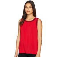 Maiouri Sleeveless Woven Pullover Top w/ Trim Femei