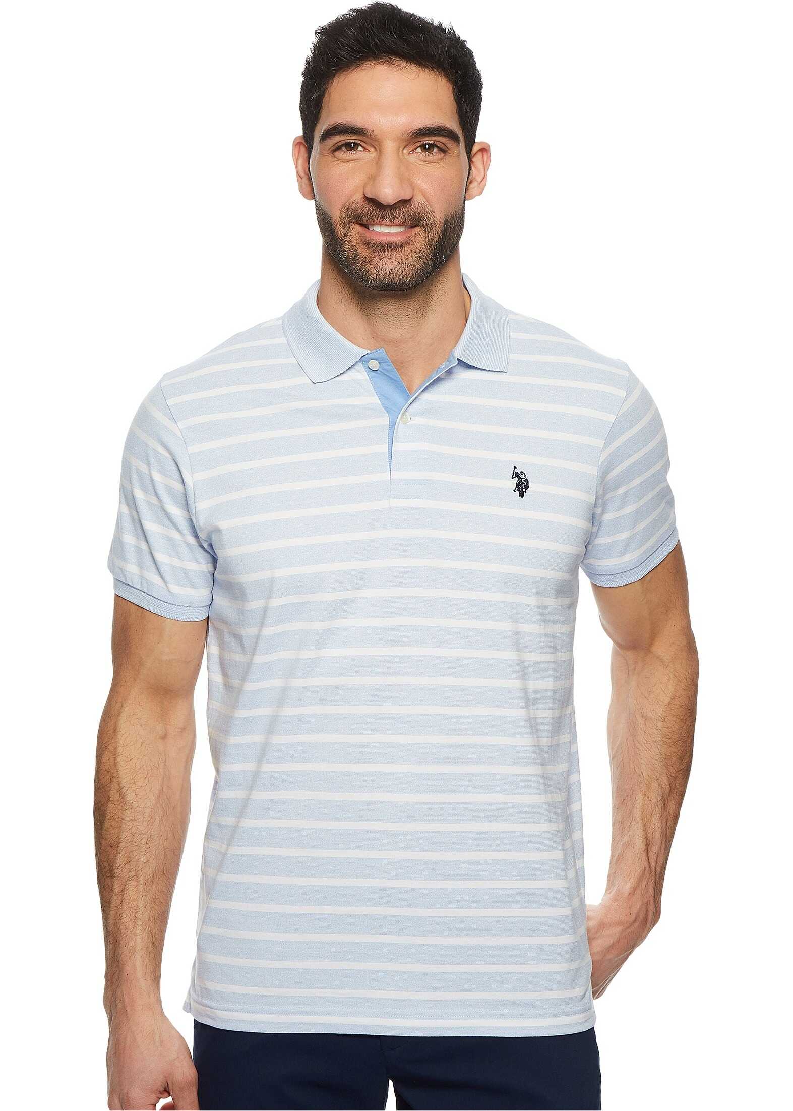 U.S. POLO ASSN. Marled Stripe Jersey Polo Shirt Artist Blue