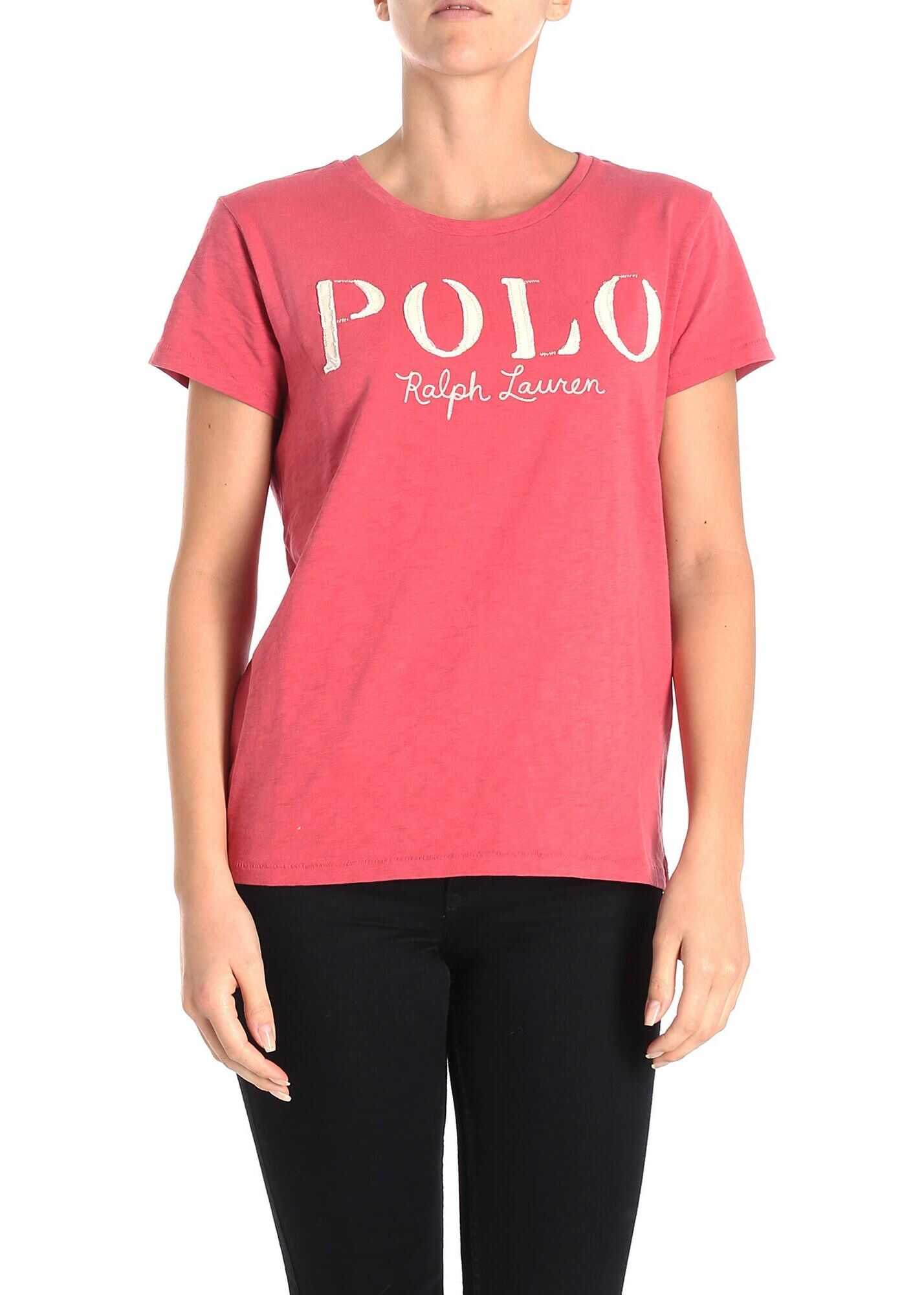 Ralph Lauren Vintage Effect Red Logo T-Shirt Red