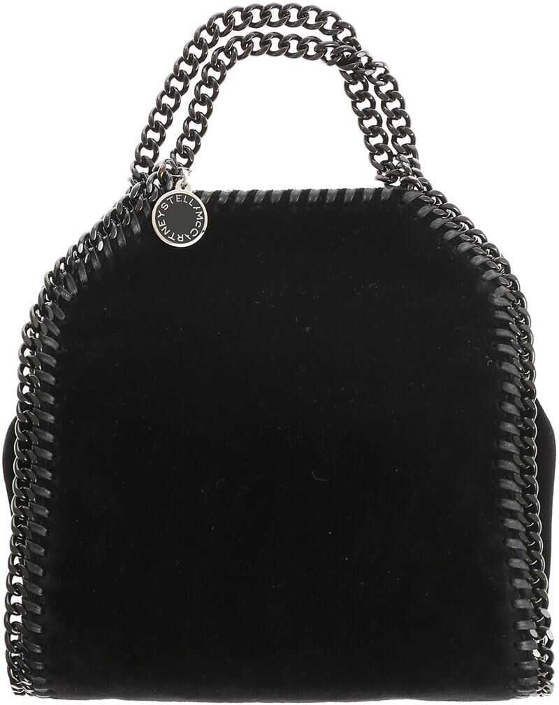 Stella McCartney Black Falabella Tiny Velvet Bag 391698 W8317 1000 Black