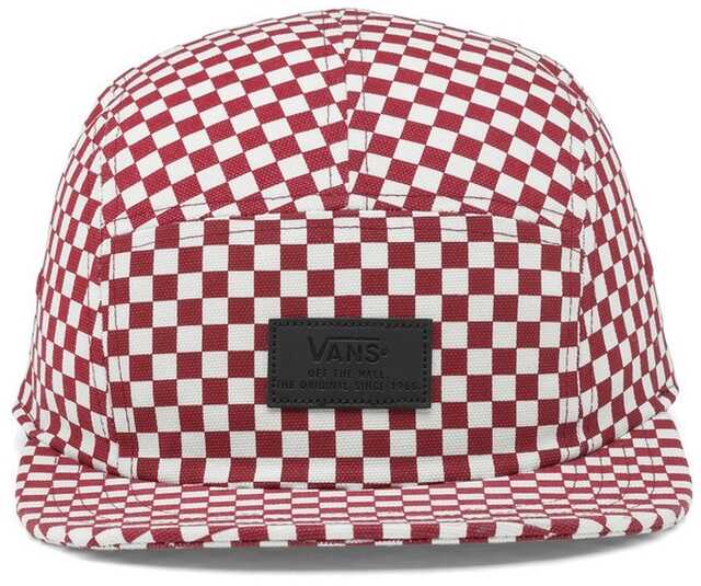 Vans Davis 5 Panel Checkerboard Hat In Red And White Red