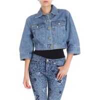 Jachete Light Blue Denim Crop Jacket Femei