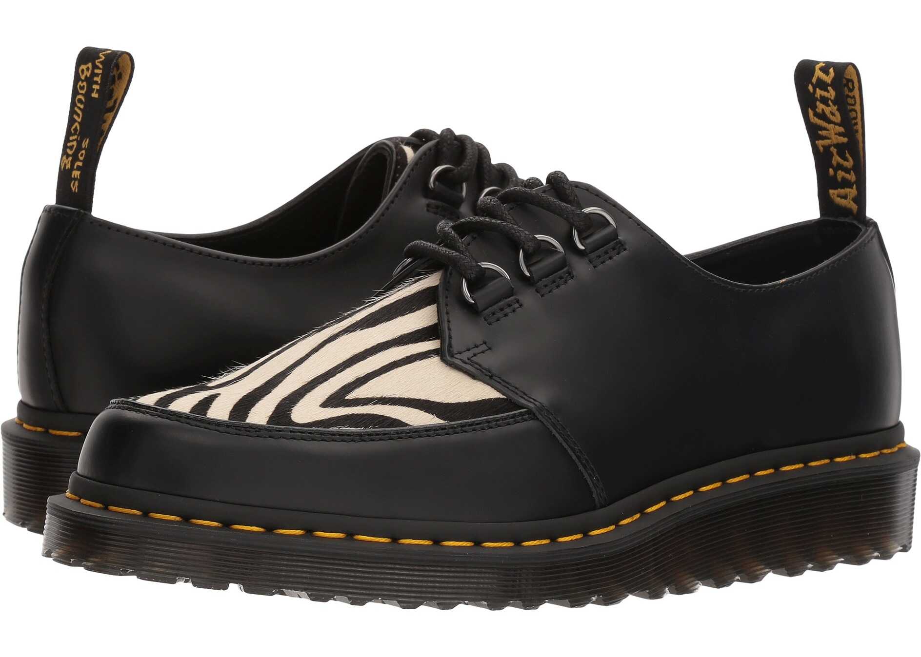 Pantof Dr. Martens Ramsey Zebra Black Smooth/Zebra Hair On