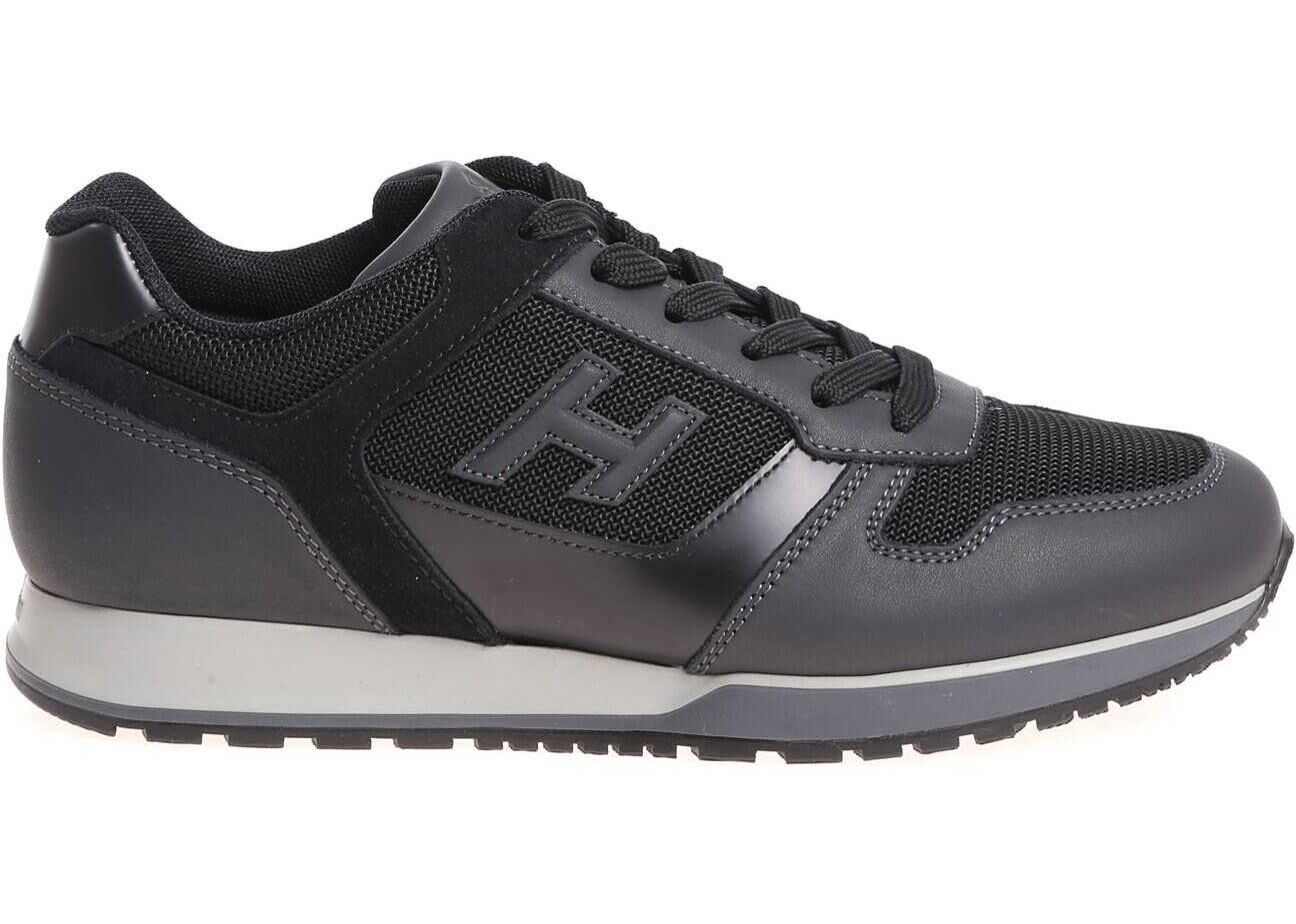 Hogan Black H321 Sneakers With Gray Sole Black