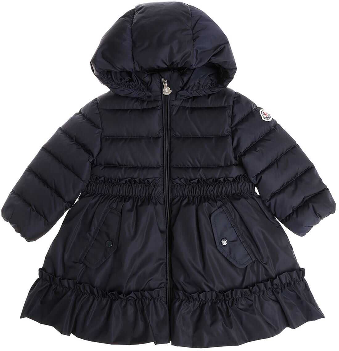 Moncler Kids Blue Vairea Down Jacket With Ruffles Blue