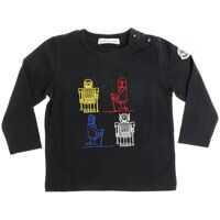 Tricouri Black Long-Sleeved T-Shirt With Robot Embroidery Baieti