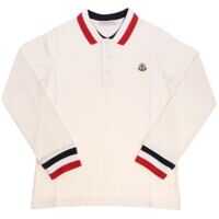 Tricouri Polo White Polo Shirt With Knitted Trims Baieti