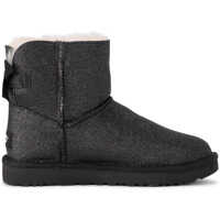 Ghete & Cizme UGG Mini Bailey Bow Black Sheepskin And Glitter Ankle Boots.