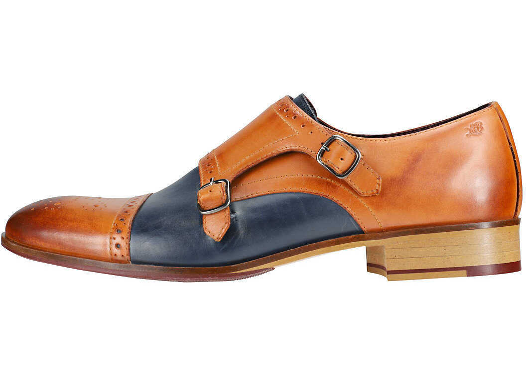 London Brogues Wister Monk Shoes In Tan Navy Tan