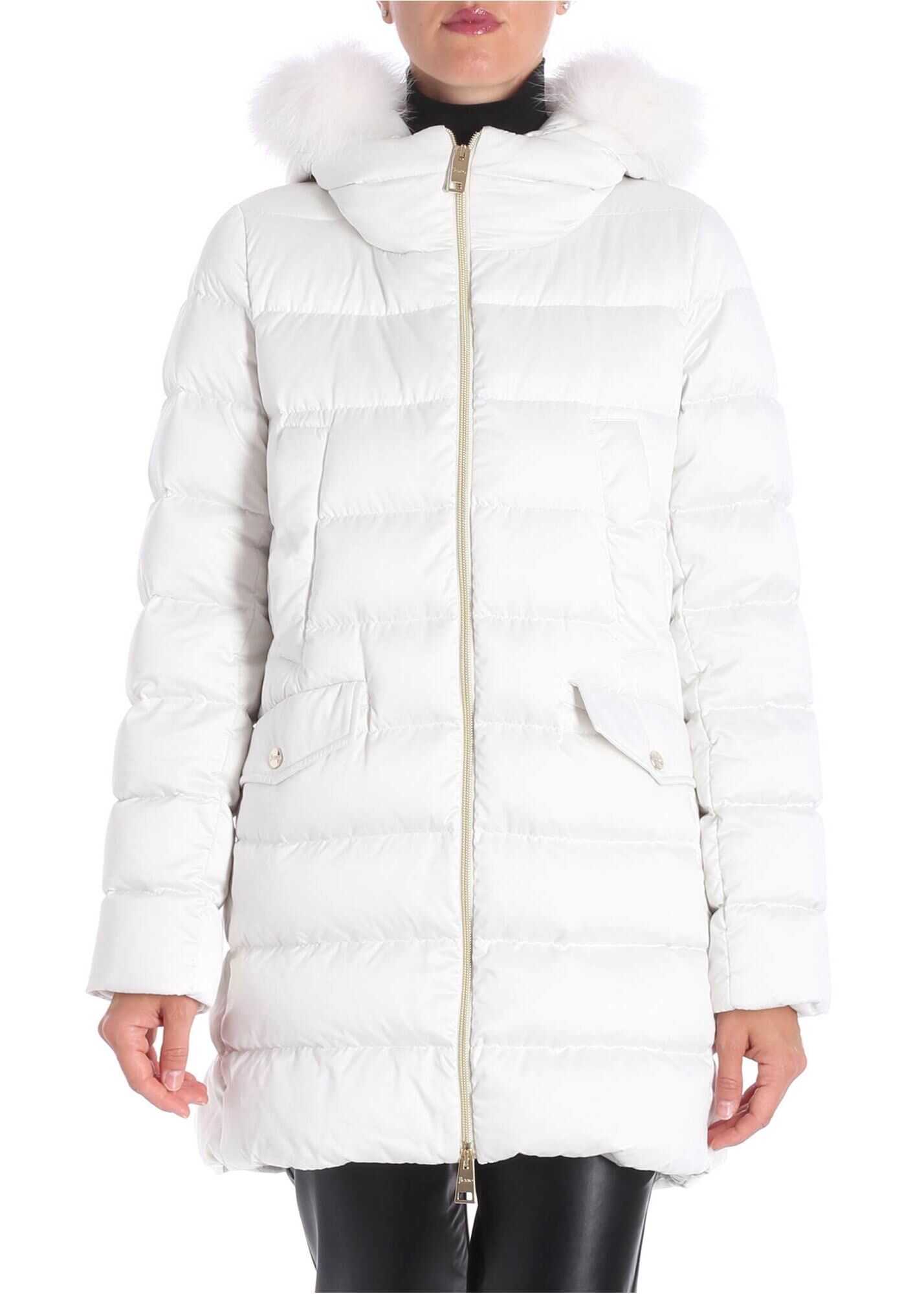 Herno White Quilted Hooded Down Jacket White