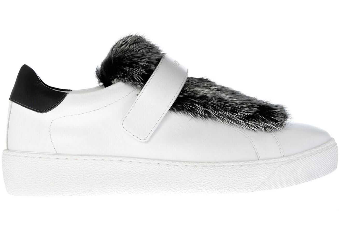 Moncler White Lucie Sneakers With Fur Insert White