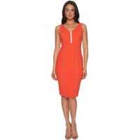 Rochii Sleeveless Crepe V-Neck Dress with Front Zipper Femei