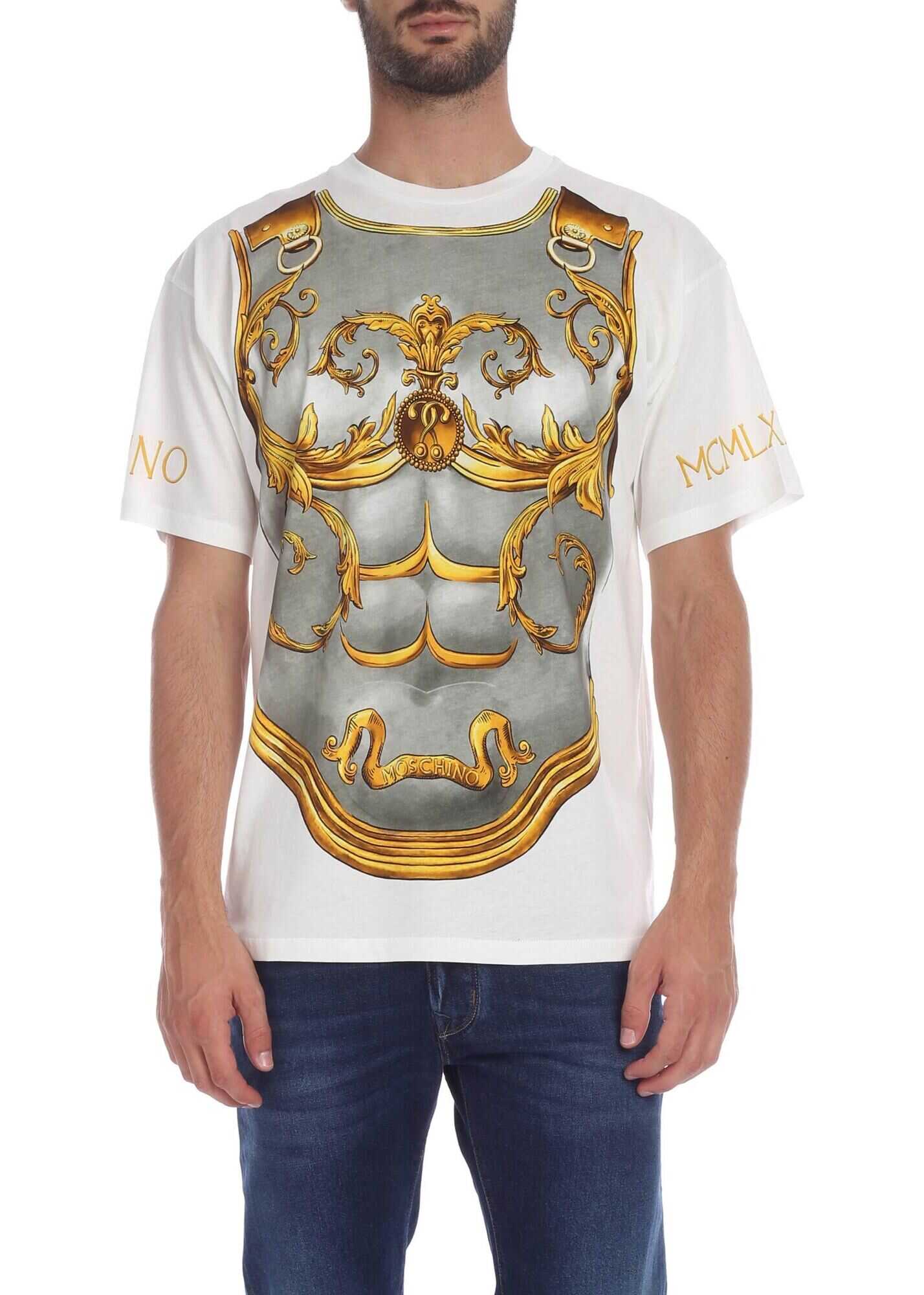 Moschino White T-Shirt With Baroque Style Print White