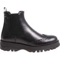 Ghete & Cizme Prada Black Leather Chelsea With Top-Stitching