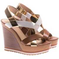 Incaltaminte Michael Kors Brown And Golden Mackay Wedge Sandals*