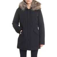 Geci de Puf Black Down Jacket With Beige Murmasky Fur Femei