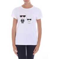 Tricouri Karl & Choupette Ikonik White T-Shirt Femei