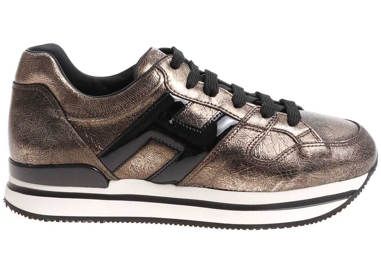 Hogan Black And Golden H222 Sneakers Gold