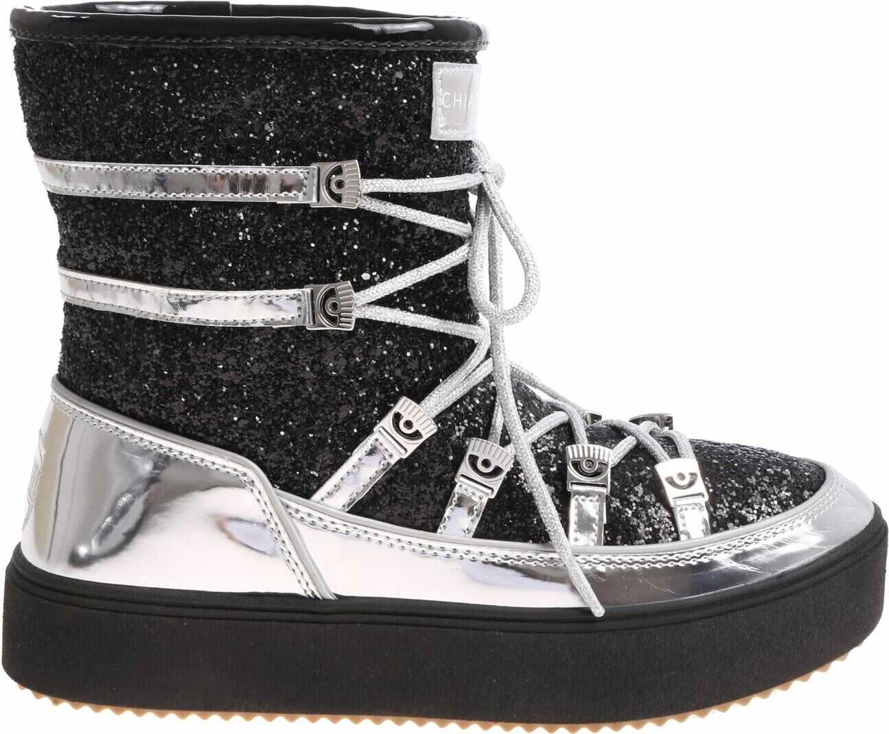 Chiara Ferragni Glitter Snow Boots Silver