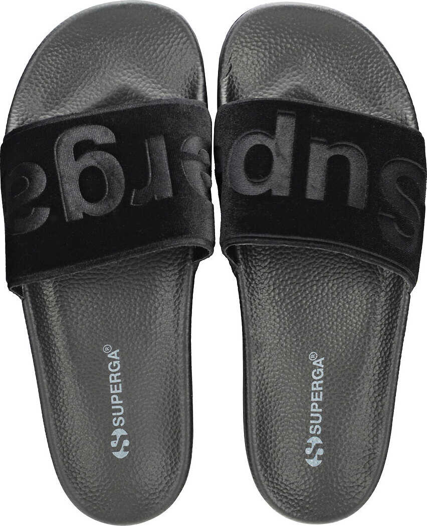 Superga 1908 Velvet Slide In Black Black