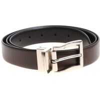 Curele Brown And Black Saffiano Effect Leather Belt Barbati