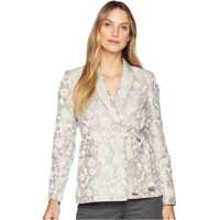Sacouri Calvin Klein Textured Floral Metallic Jacquard Side-Tie Jacket