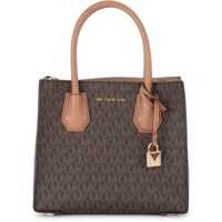 Genti de Mana Michael Kors Borsa A Mano Michael Kors Mercer In Twill Marrone E Pelle Cuoio