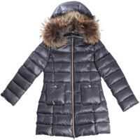 Geci de Puf Blue Laminated Flared Down Jacket Fete
