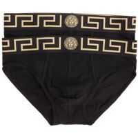 Lenjerie Intima Black Briefs Set With Golden Embroidery Barbati