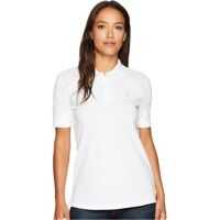 Tricouri Polo Short Sleeve Lace Yoke Solid Stretch Pique Polo Shirt Femei