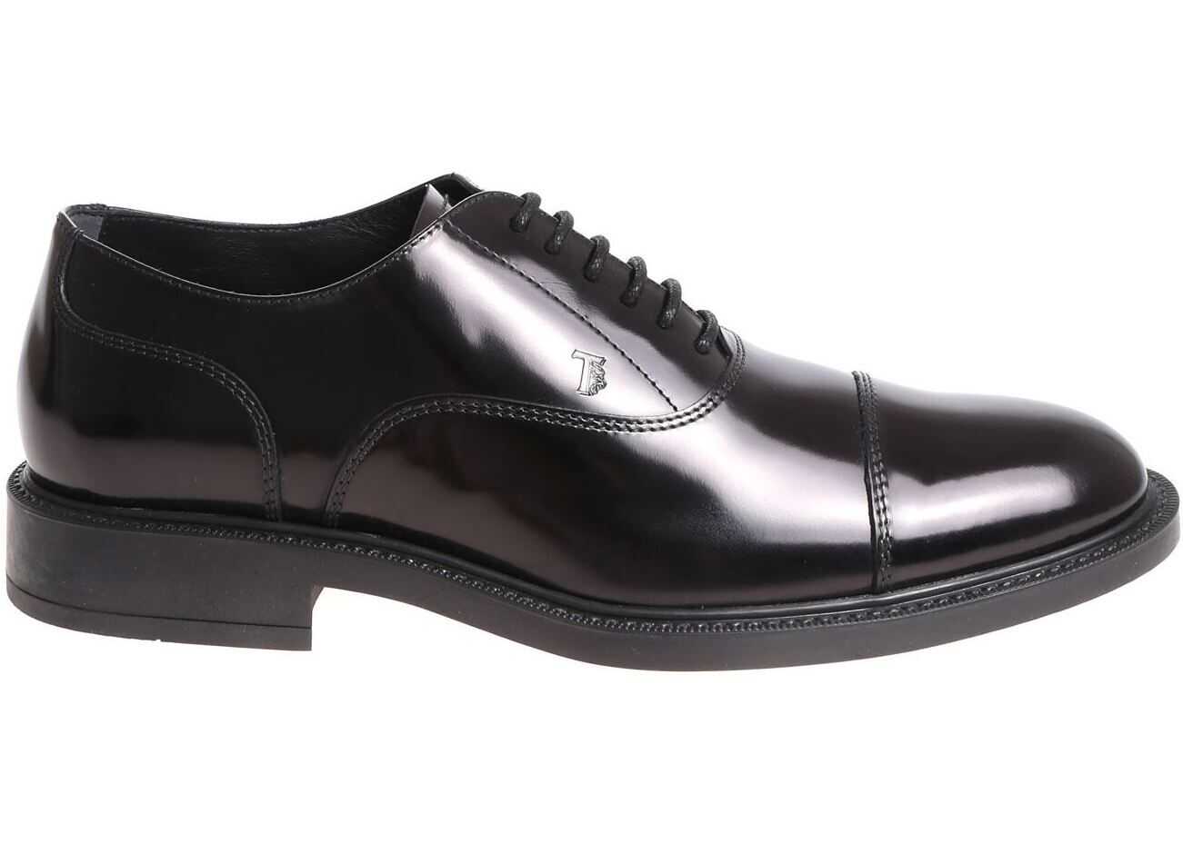 TOD'S Black Leather Oxford Shoes Black