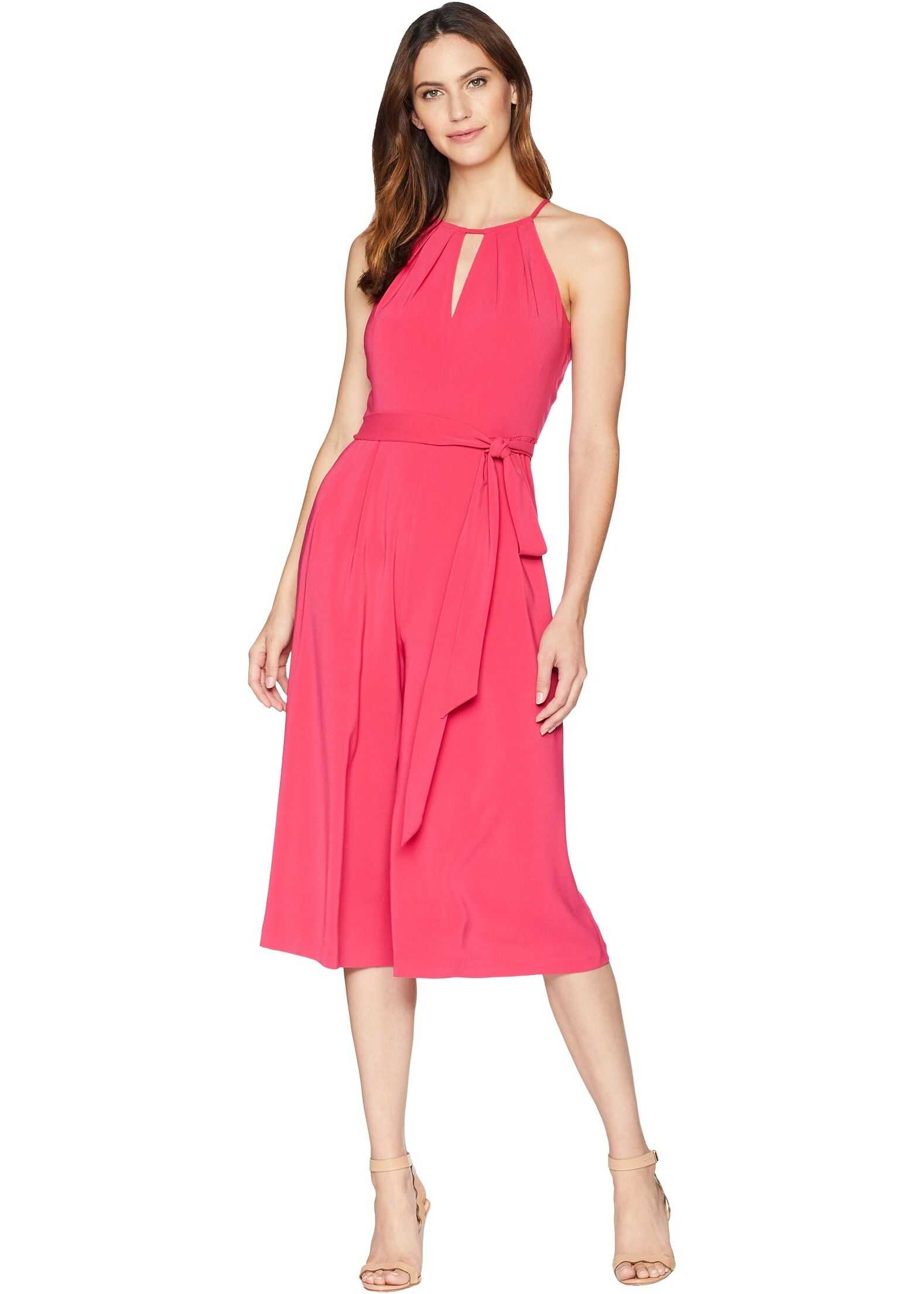 Satin Back Cropped Jumpsuit with Keyhole