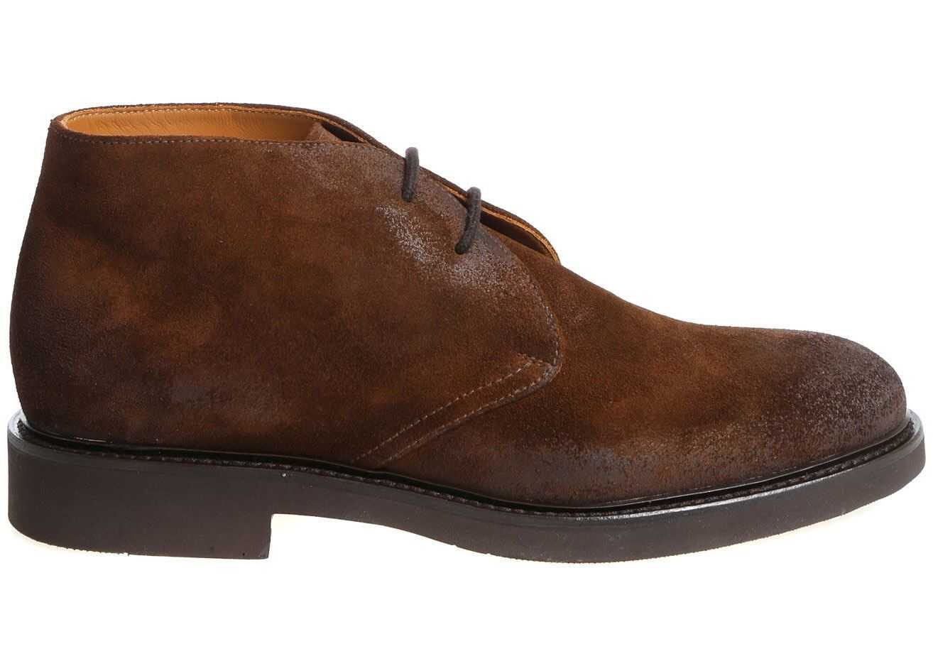 Doucal's Desert Shoe In Brown Suede Brown