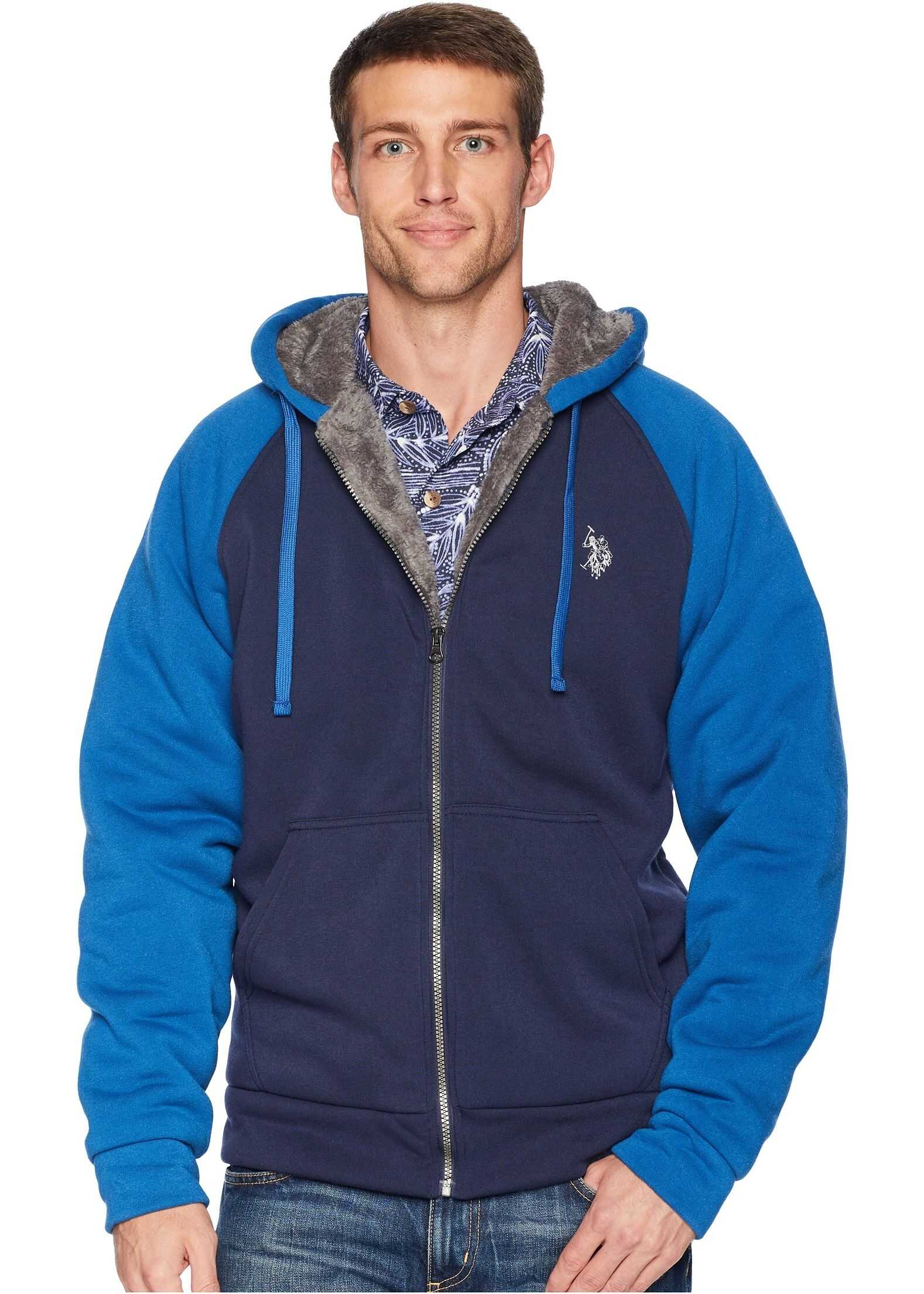 Bluza U.S. POLO ASSN. Color Block Raglan Hoodie Classic Navy