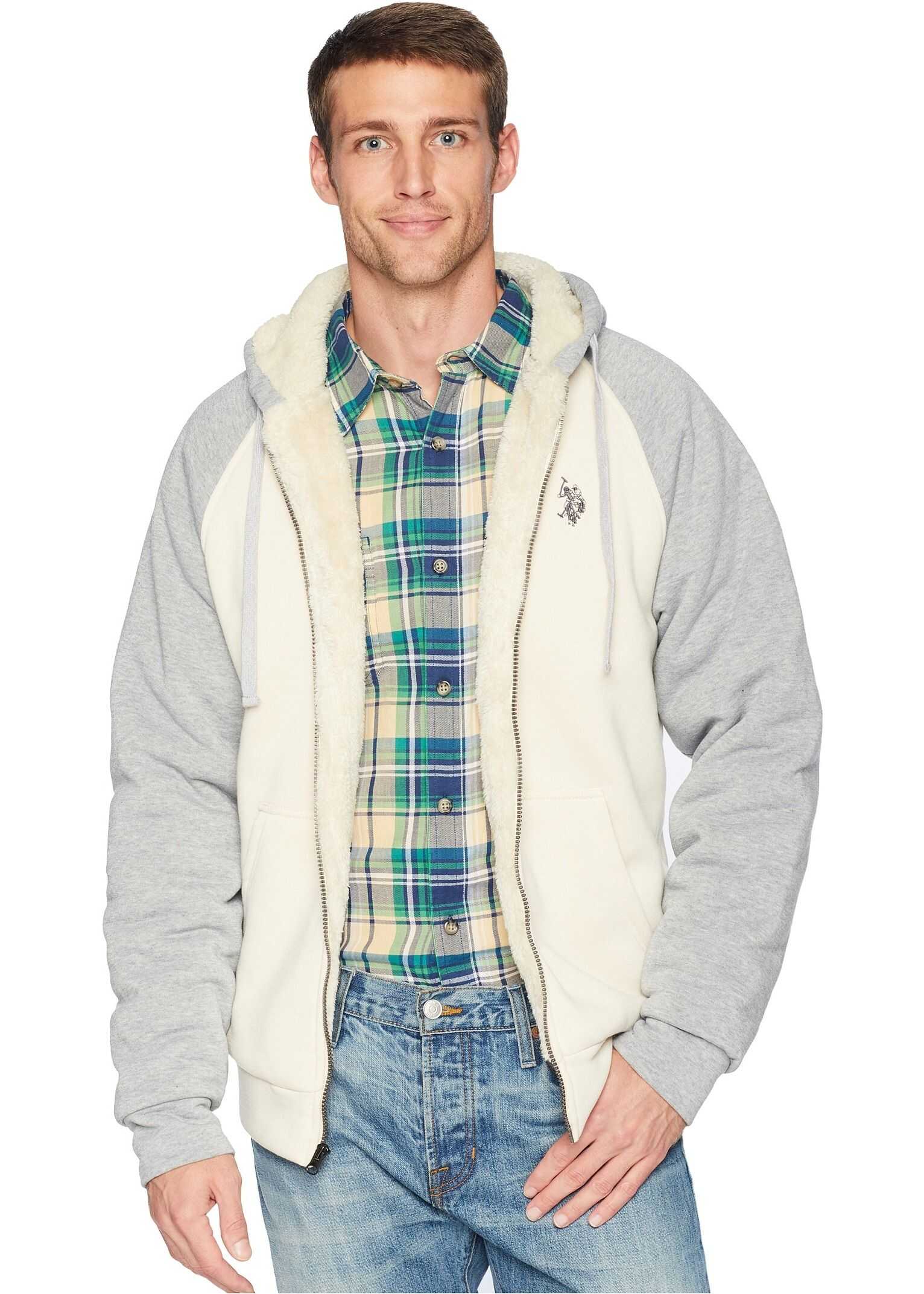 Bluza U.S. POLO ASSN. Color Block Raglan Hoodie Oatmeal