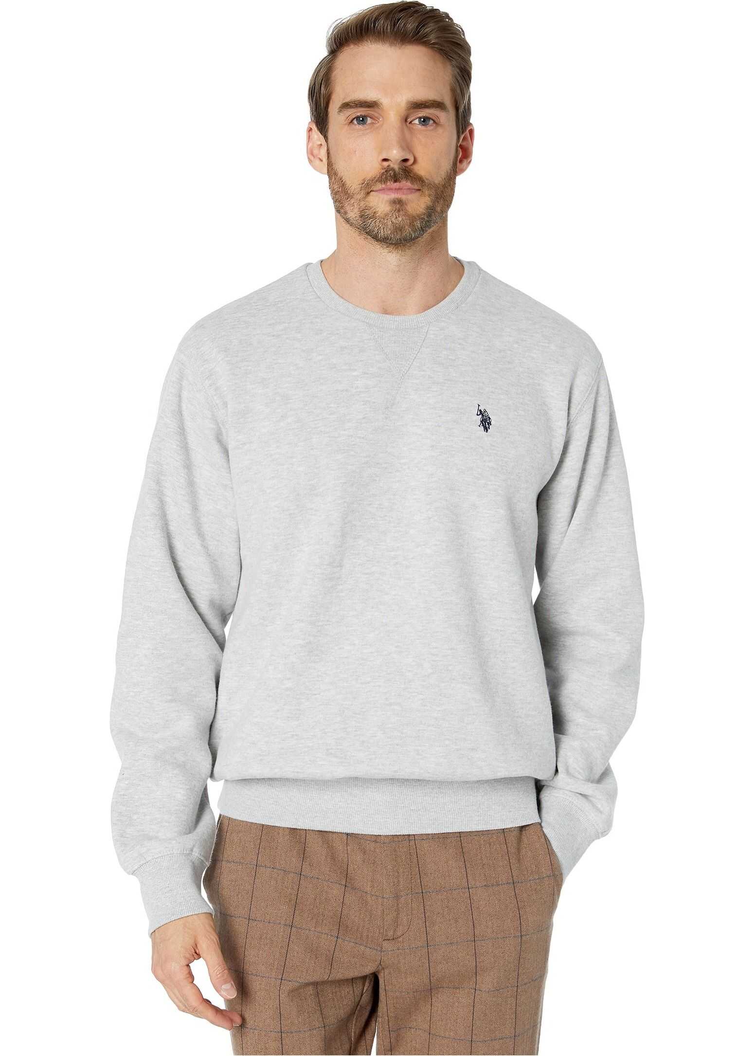 U.S. POLO ASSN. Pop Over Crew Neck Fleece Light Heather Gray