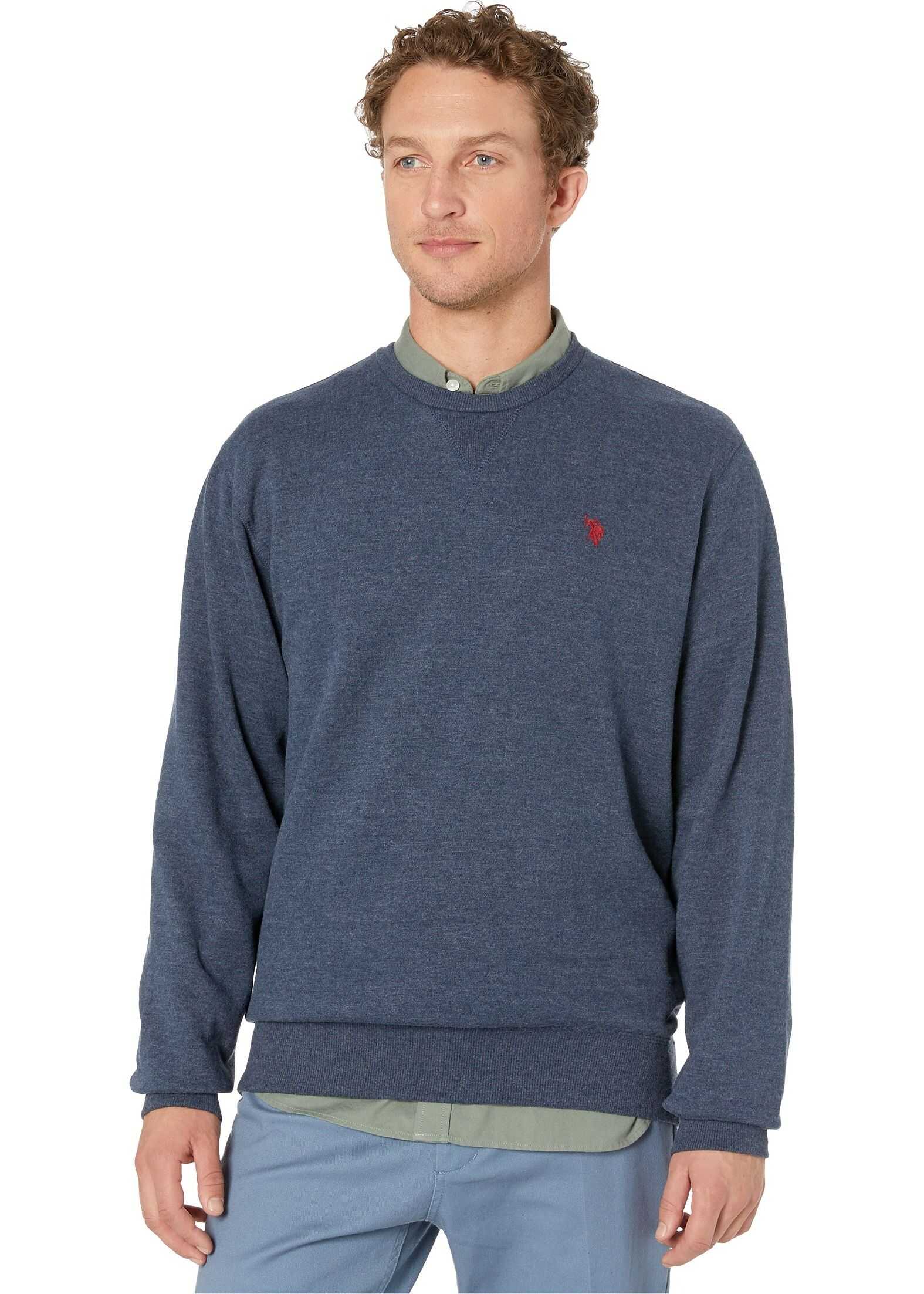 U.S. POLO ASSN. Pop Over Crew Neck Fleece Ink Blue Heather