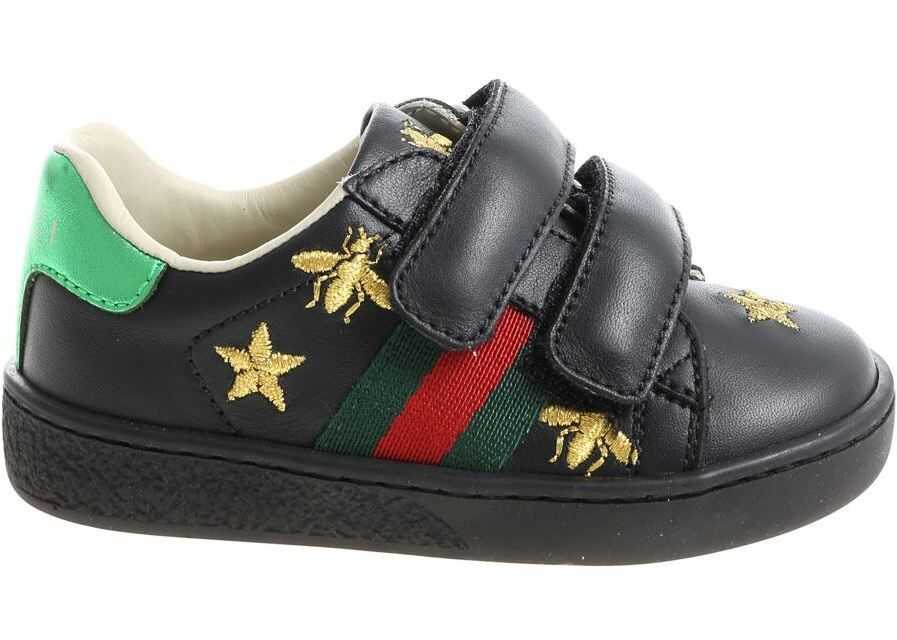 Gucci Black Sneakers With Golden Embroideries Black