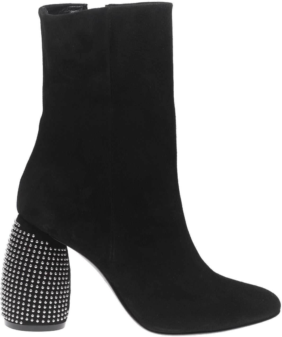 Marc Ellis Suede Boots With Studded Heels Black