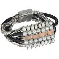 Bratari Wide Multi Snake Chain with Stone Accent & Magnetic Closure Brac Femei