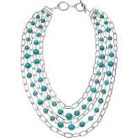 Coliere Turquoise Multi Row Necklace 18" Femei