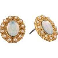 Cercei Blue by Betsey Johnson Pearl and Gold Tone Statement Stud Earrin Femei