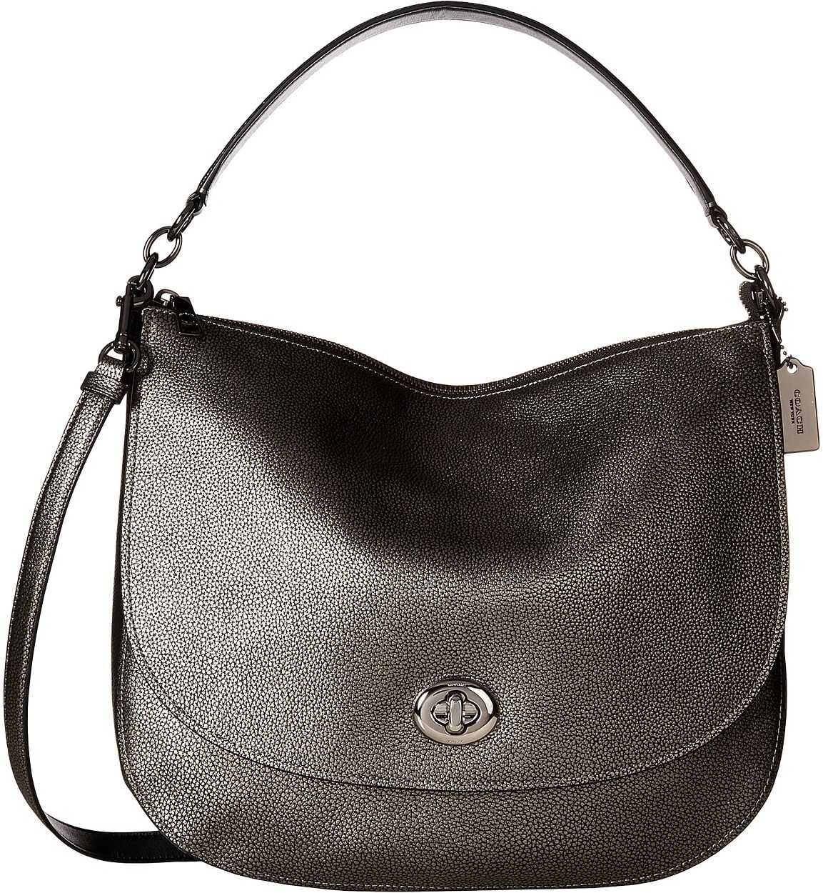 COACH Pebbled Turnlock Hobo Gunmetal