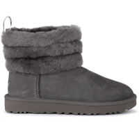 Ghete & Cizme UGG Fluff Mini Grey Suede Leather Ankle Boots.