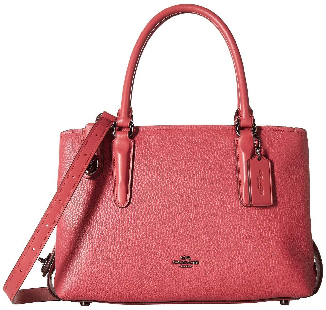 COACH Pebbled Brooklyn 28 Carryall Dark/Rouge