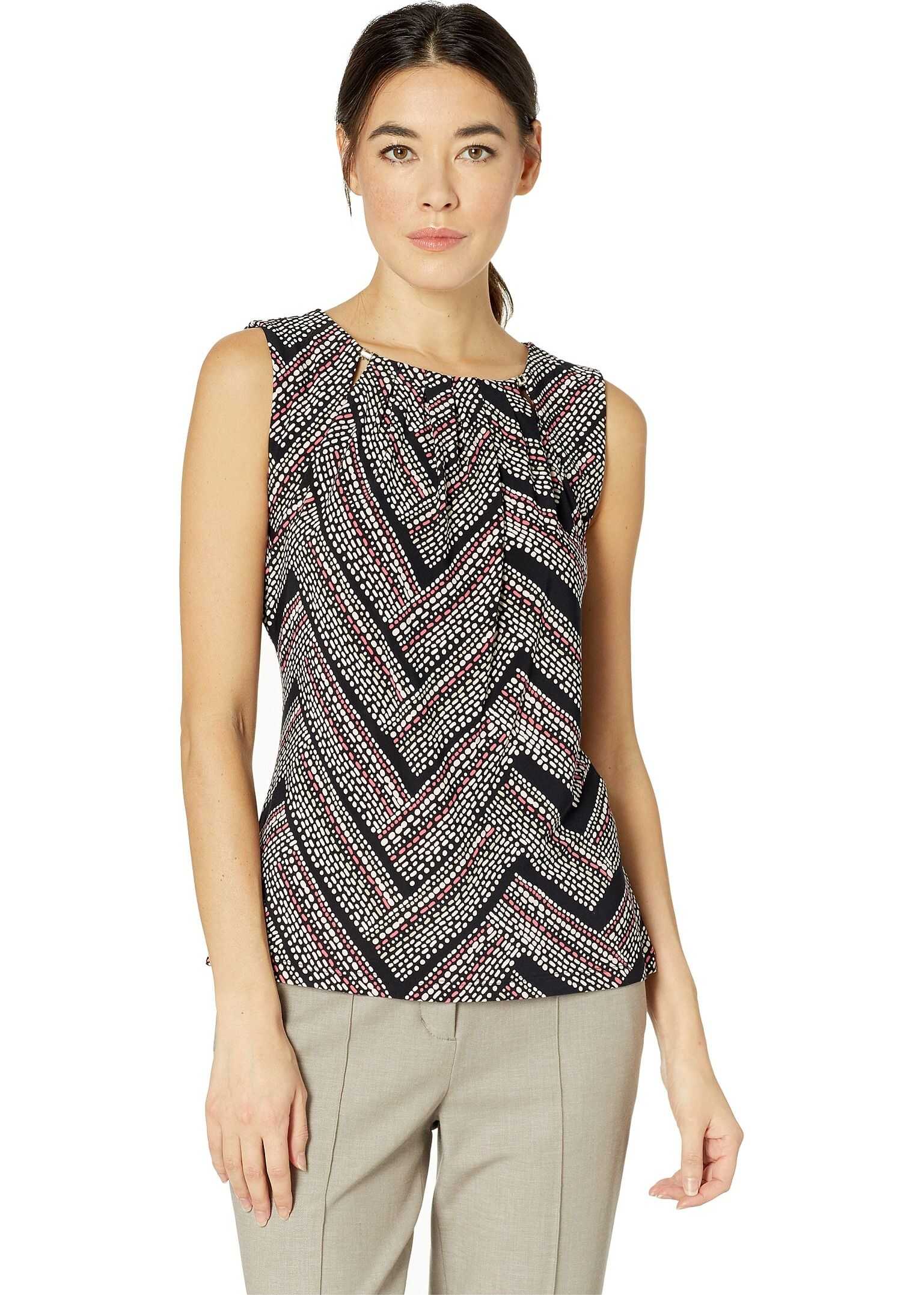 Tommy Hilfiger Printed Bead Neck Knit Top Seash Multi