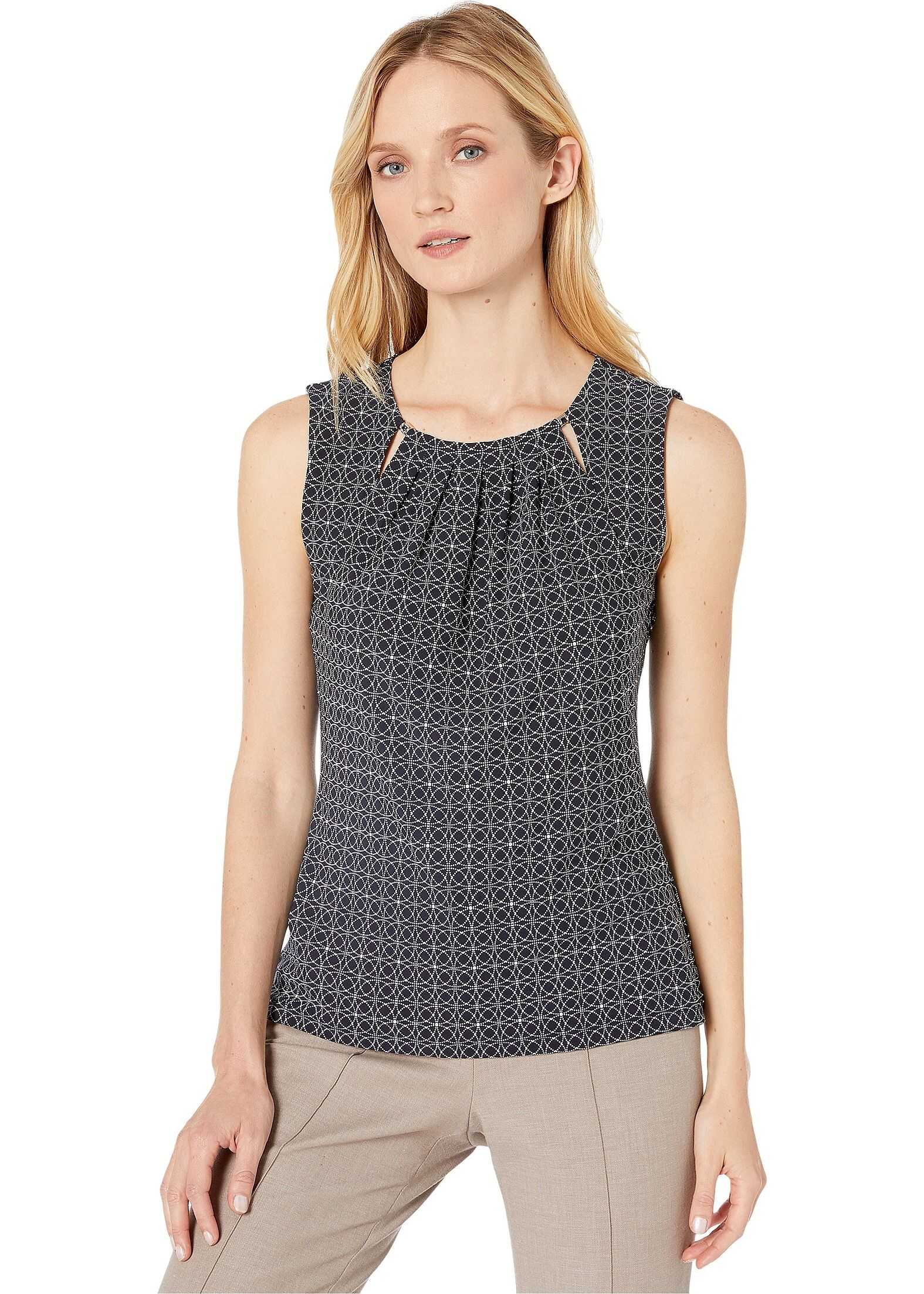 Tommy Hilfiger Printed Bead Neck Knit Top Midnight/Ivory