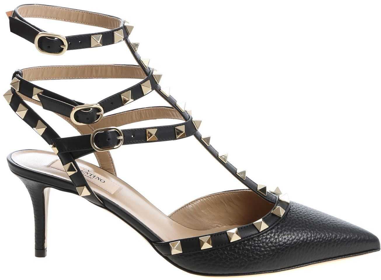 Valentino Garavani "Rockstud" Black Pointy Sandals Black