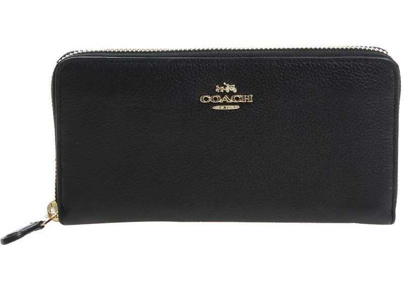 COACH Black Wallet With Golden Logo Detail Black