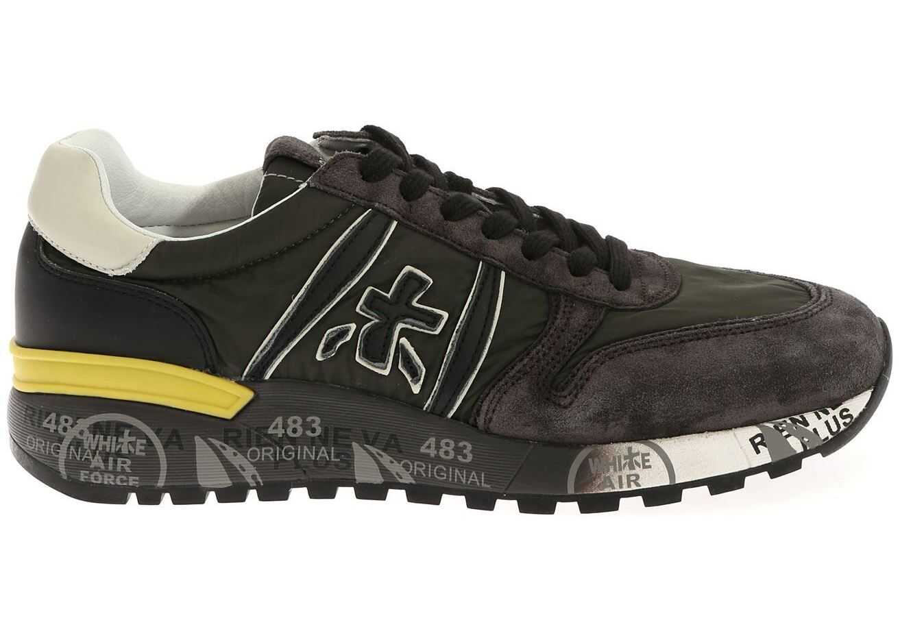 Premiata Lander Sneakers In Green And Anthracite Gray